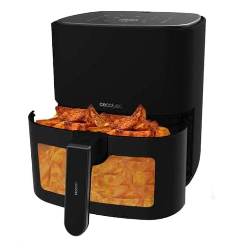 Cecotec Friteuse à Air sans Huile de 5,5 L Cecofry Fantastik Window 5500 Pack Fenêtre. 1500W, Technologie PerfectCook, 9 Modes de Cuisson, Tactile, Réglable 80-200oC, Fenêtre, Cuisson 60 min