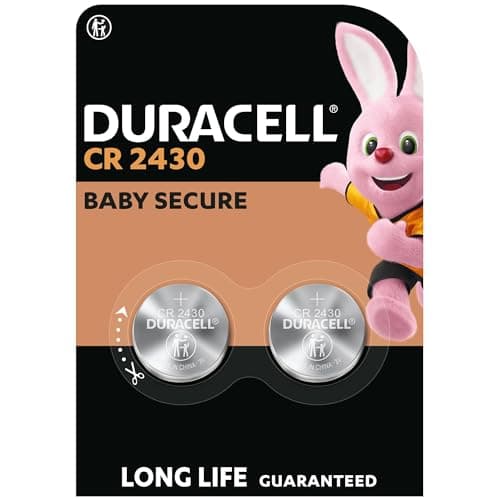 DURACELL 2430 Piles Boutons au lithium 3V (lot de 2) - Longue durée garantie - Pour clés électroniques, petites télécommandes et montres de sport - Emballage Sécurité Enfant
