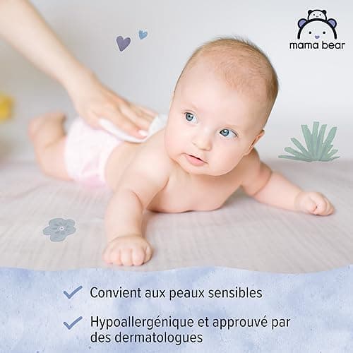 Marque Amazon - Mama Bear Lingettes Pour bébé Sensibles, Sans parfum, 1008 Unité, 18 Lot de 56 lingette