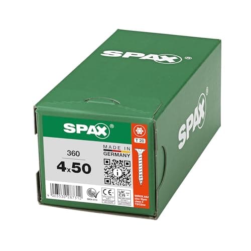 SPAX Vis universelle, 4,0 x 50 mm, 360 pièces, filetage complet, tête fraisée, T-STAR plus T20, 4CUT, WIROX - 8000000287312