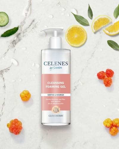 Celenes by Sweden Gel Nettoyant Visage à Plaquebière, Mousse Nettoyante Visage 250ml - Nettoyant Visage Apaiser-Nourrir, Demaquillage Visage Sans Parabèn-Alcool, Nettoyant Visage Peau Sensible & Sèche