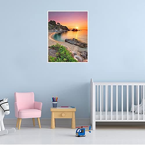 DCIDBEI Square Diamond Painting Paysage Bord de Mer 40x50cm Peinture Diamant Paysage Diamant Painting Coucher de Soleil Plage Broderie Diamant Plage Diamant Carré Grand Format Paysage Adulte