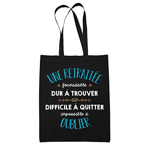 Planetee Tote Bag Formidable Retraitée Noir| Idée Cadeau Travail Boulot Métier Départ Retraite Collègue Femme Sac Cabas Réutilisable