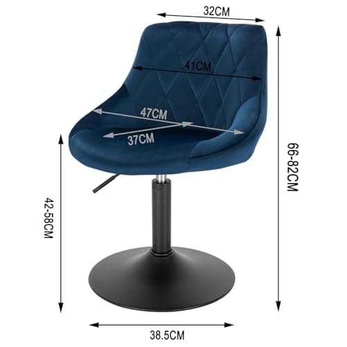 WOLTU Lot de 4 Tabouret de comptoir réglable en Hauteur et pivotante,Tabouret de bistrot en Velours Structure métallique, Hauteur Réglable de 42-58cm, Bleu BH242bl-4