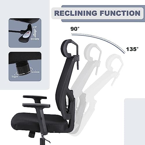 Youhauchair Chaise Bureau Ergonomique, Chaise de Bureau avec Appui-tête et Accoudoirs Réglables, Fauteuil de Bureau avec Support Lombaire Réglable, Siege Bureau, Office Chair