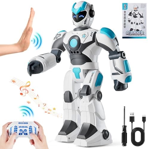 VEVOR Robot Jouet Enfants, 2,4 GHz, Robot RC Intelligent, Télécommande Programmable, Parlant, Chantant, Dansant, Interactif, Gestes, pour Cadeau d'Anniversaire, Noël, Garçons Filles de 6 7 8 10 12 Ans