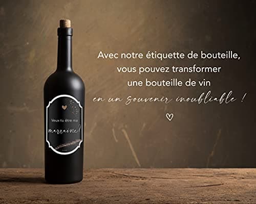 JoliCoon Veux tu Etre ma Marraine - Etiquette Bouteille Marraine - Demande Marraine - Annonce Marraine