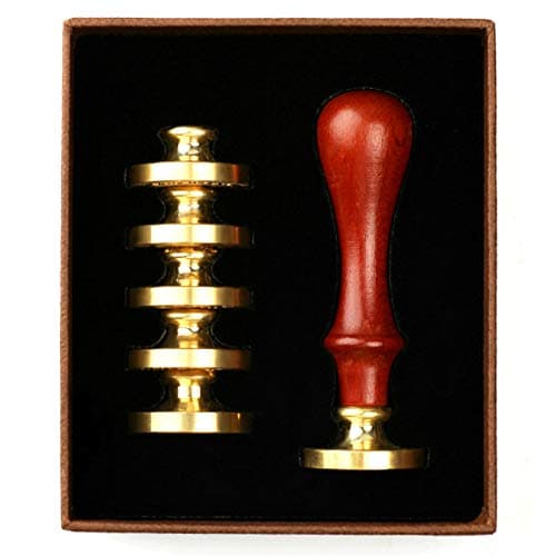 Anbose Kit de cachet de cire pour cacheter la cire, les étoiles, les montagnes avec 6 sceaux en cuivre + 1 hillet en bois, style rétro vintage pour lettres, cartes d'invitation