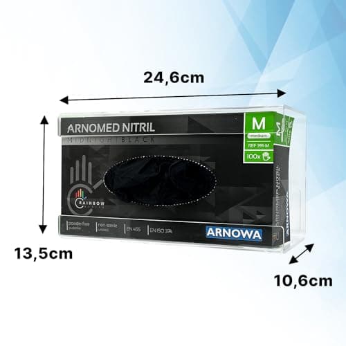 ARNOMED Support gant pour gants jetables, 1 support de gants jetables pour 1 boîte, support mural pour gants jetables, distributeur de gants transparent en acrylique en 24,6 x 10,6 x 13,5cm