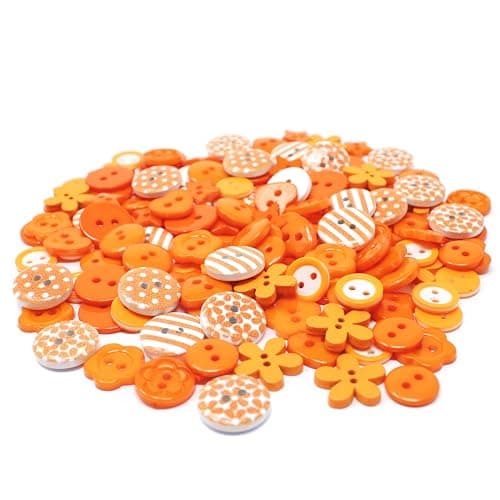Lot de 150 boutons oranges en bois, acrylique et résine pour confection de cartes
