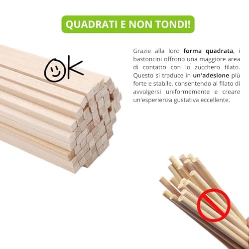 Bâtonnets pour la barbe à papa 40 cm x 0,4 cm | 200 pièces