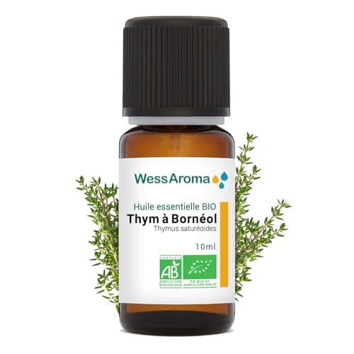 Huile Essentielle BIO de Thym à Bornéol, Feuilles de Sarriette 10ML - Certifiée AB - 100% Pure & Naturelle, Chémotypée HEBBD - Pratiques agricoles durables - Analysée et conditionnée en France