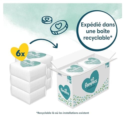Pampers Harmonie, Taille 3, 186 Couches, 6-10kg, Protection Douce pour la Peau, Ingrédients d’origine végétale en contact avec la peau de bébé, Avec un Emballage Recyclable en Papier, Pack 1 Mois
