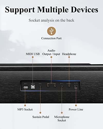 Eastar EK-10S Clavier Piano, 61 touches de taille standard Upright Clavier de Piano numérique pour les débutants avec pédale de sustain et support de livre de musique, cadeau essentiel