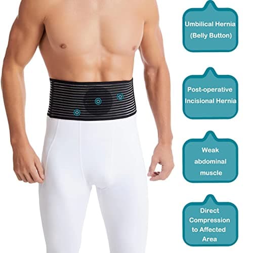 Ceinture pour hernie ombilicale pour homme et femme - Soutien abdominal avec coussinets de compression - Soutien de la taille après chirurgie, post-partum et hernie ombilicale