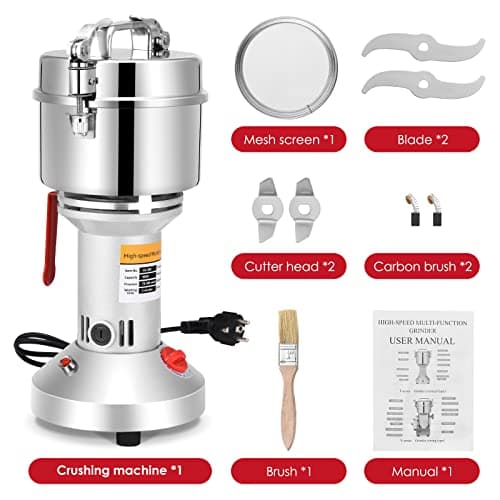 Kotsy 500g Portable Grinder 220V Herb Grain Épice Céréales Broyeur Machine,36000r / min moulin à farine électrique 3 Lames Machine De Broyage De Synchronisation