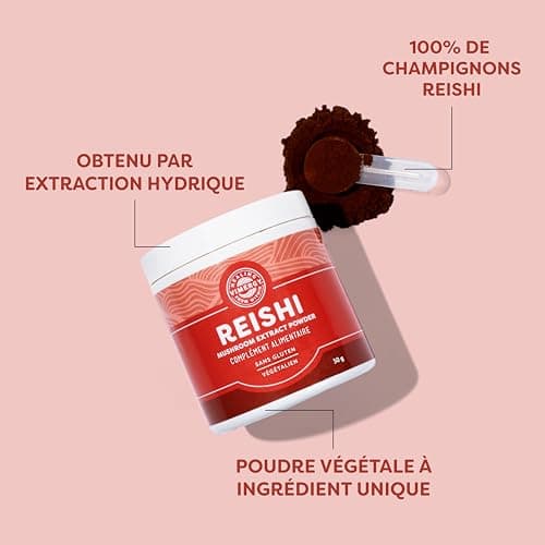 Vimergy Poudre de Champignon Reishi, 33 Portions – Extrait de Champignon Reishi Poudre –Végétalien – Formulé sans Agents Anti-Agglomérants, Additifs, Arômes ou Sucre – Sans OGM et sans Gluten (50 g)