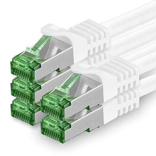 1aTTack.de Câble Réseau Cat7 Cat 7 10 GB/s - 5x 3,0m - RJ45 Ethernet LAN DSL Routeur Modem - Blanc