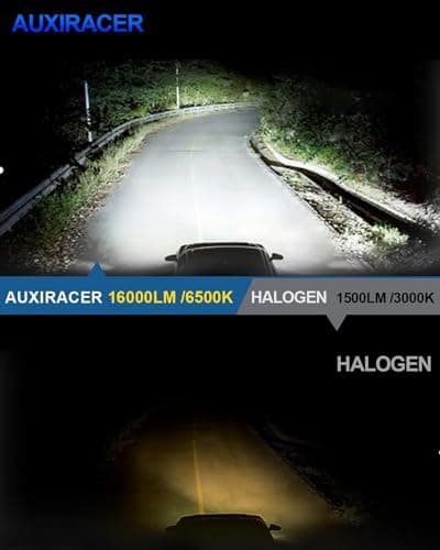 AUXIRACER Ampoule LED H7, puce CSP 6500K 500%, lampe H7 LED automobile feux de route et feux de croisement, ampoule extérieure, remplacement des lampes halogènes et xénon (2 lampes)