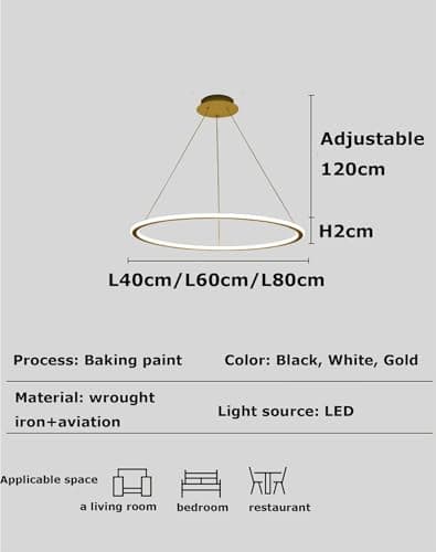 Lampe à suspension LED moderne table à manger dimmable lampe à suspension LED avec télécommande, lampe de salon ronde moderne Suspension Lampe de cuisine de bureau de salle à manger (blanc, Φ40cm)