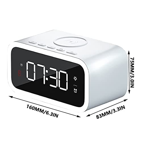 Riloer Réveil avec chargeur sans fil, radio-réveil avec chargeur USB