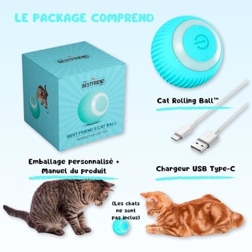 Jeux pour Chat | Jouet Chat Interactif | Jouet Chat Qui Bouge Seul | Balle pour Chat Qui Roule Toute Seule | Jouet Chat Intérieur | Balle Interactive Chat | Jeu Chat Autonome | Balle Chat Automatique