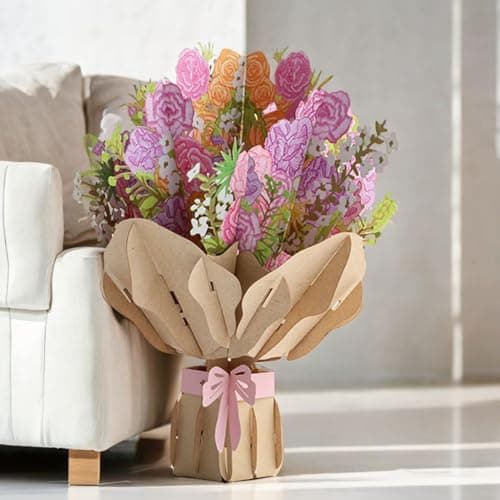 Carte Pop Up Fleur, Carte Pop Up 3d Anniversaire, 15 * 20cm,Carte de voeux 11D pop - up avec enveloppes naturelles - carte de voeux épaisse de haute qualité avec des cartes de voeux