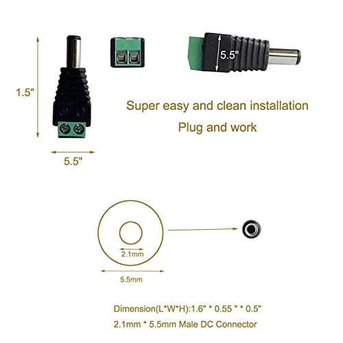 10x borniers dominos Male DC 12V standard Fiche 5.5mm x 2.1mm 2 Entrées Alimentation Connecteur - Adaptout Marque Française