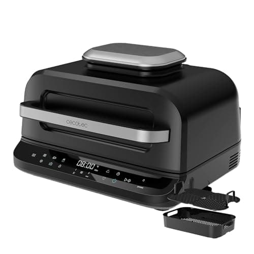 Cecotec Friteuse à Air Grill sans Huile de 6 L Cecofry FireDome 6000. 2400 W, 6 Modes de Cuisson et 4 Niveaux Grill, Thermostat Réglable, Comprend une Sonde de Température et des Accessoires