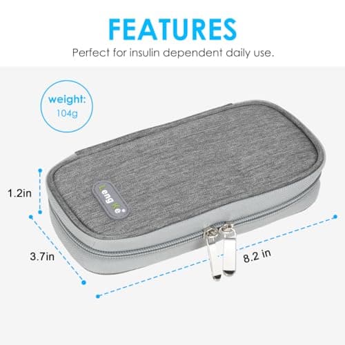 YOUSHARES Pochette Isotherme Insuline - Trousse Isotherme Médicament avec 2 Poche de Glace pour Diabetique, Sac Transport Insuline Voyage pour Stylo d'Insuline, Seringues, Vaccin (Gris