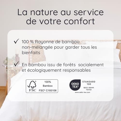 Taies d'oreiller Blanches 50x75 Lot de 2 | Bambou Bio | Taie Anti Acarien | Taie pour Oreiller Doux | Drap Refroidissant | Housse de Coussin Rectangulaire | Taie Oreiller 50 X 75 | Bambaw