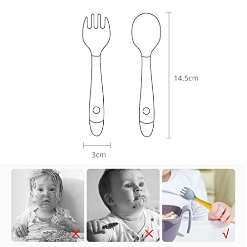 Clyhon Cuillères Bébé Silicone,4pcs Cuillere Bébé Souple Cuillère de Formation avec Fonction Bendable,Facile à Tenir, Parfait Auto-alimentation Cuillères D'apprentissage (Vert+Jaune)