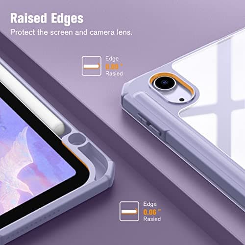 FINTIE Coque pour iPad Air 11 Pouces M3/M2 (2025/2024), iPad Air 5/4 10.9 Pouces (2022/2020) - [Rangement de Stylet] Housse Transparente Claire Etui Antichoc Veille/Réveil Auto, Lilas