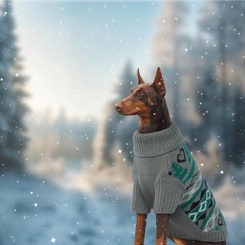 Pull-Overs pour Chien/Chat, Pull de Noël pour Chien Chat Vêtements d'hiver pour Animaux de Compagnie Roulé Tricot Chandails De Noël pour Chiens pour Temps Froid(Gris, XS)