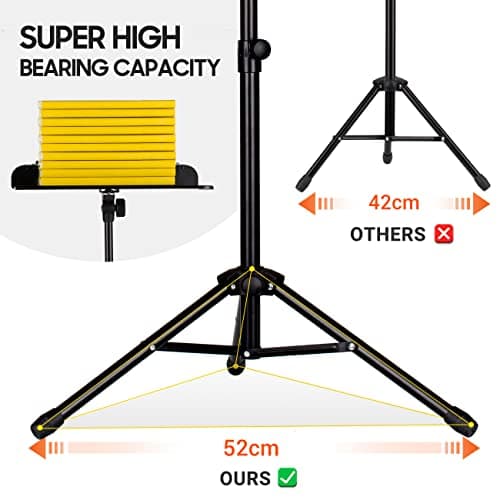 CAHAYA Pupitre de Partitions Pliable Portable 80-145cm Support Métallique de Partitions avec Housse de Transport Anti Poussière et Porte-Partition CY0194