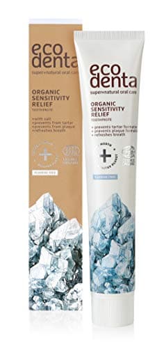 Ecodenta Dentifrice Sans Fluor Soulagement de la Sensibilité 75 ml Dentifrice Certifié Biologique Au Citrate de Potassium Jus d'Aloe Vera Huile Essentielle de Menthe Poivrée