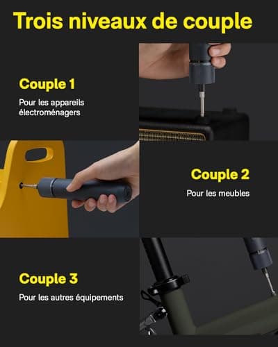 HOTO Visseuse sans Fil 3,6V, Tournevis Electrique 4N.m, 12 Embouts en Acier S2, Conception Tout-en-un, Charge Type C, Lumière LED sans Ombre, 3 Réglages du Couple, Batterie 1500 mAh
