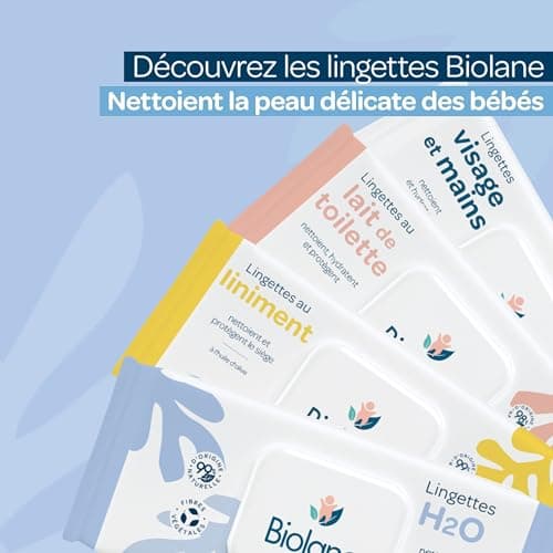 BIOLANE - Lingettes bébé à l'eau - 900 Lingettes - Lot de 12x75 - Nettoyage doux et efficace - Dès la naissance - Qualité Française