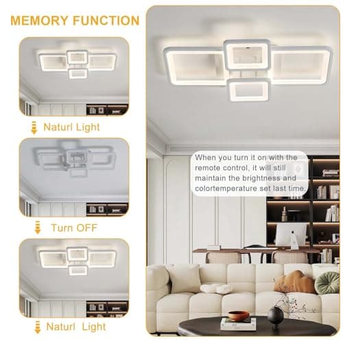 GWYAJTU Plafonnier Design Avec Télécommande APP, Lampe Plafond Moderne Avec Fonction Mémoire, Luminaire Plafonnier LED Dimmable 3000K-6000K Pour Chambre Salon Cuisine Bureau-White||60CM