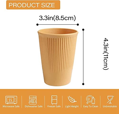 Ninevi Lot de 6 Tverre plastique reutilisable,pour adultes et enfants,Café, lait à thé, barbecues, pique-niques et plage, passe au micro-ondes et au lave-vaisselle (6 couleurs)