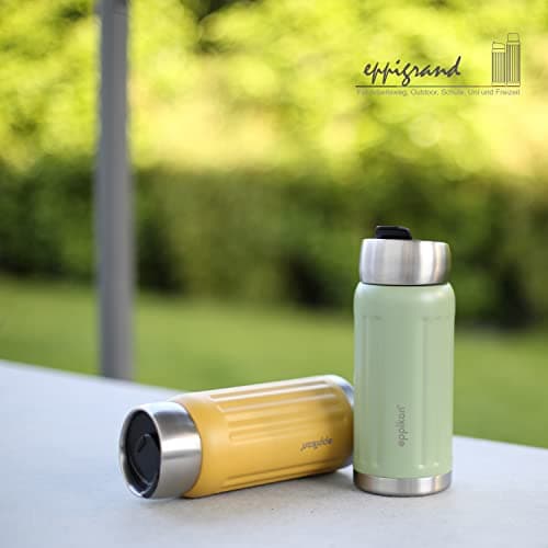 eppikan eppiGrand Gourde Isotherme 500ml - Bouteille Isotherme inox, étanche, sans BPA, avec couvercle Click & Go (Moss Green, 500 ml)