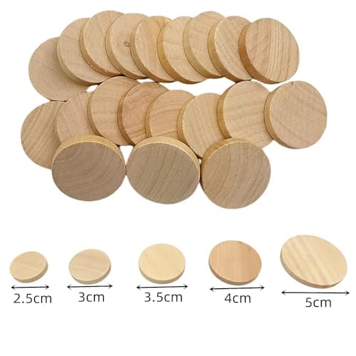 Lot de 100 rondelles de bois naturel vierges rondes vierges pour loisirs créatifs (4 cm)
