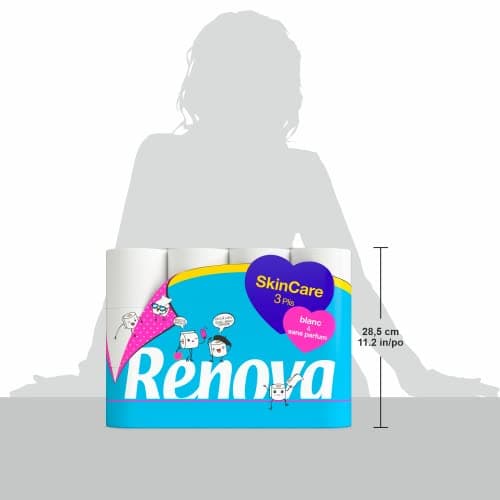 RENOVA SkinCare Papier hygiénique 3 plis blancs, 24 rouleaux