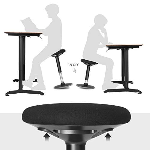 SONGMICS Tabouret Dynamique, Tabouret Assis Debout, Siège de Travail Rotatif à 360°, Ergonomique, Hauteur réglable 50-65 cm, Montage Simple, Noir OSC04BK