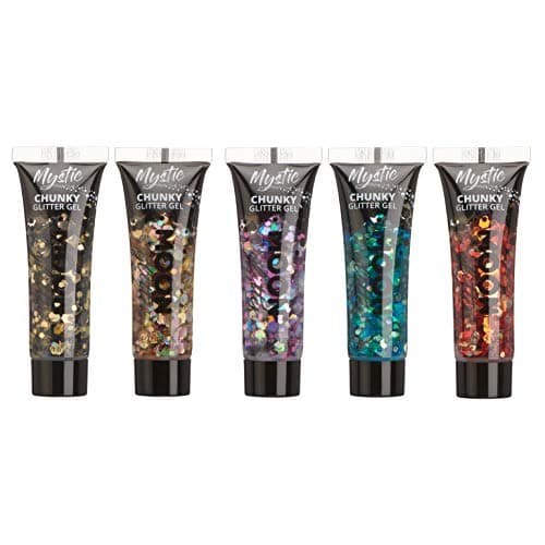 Gel brillant épais mystique par Moon Glitter - 12ml - Assortiment de 5 couleurs - Pailleté pour visage.