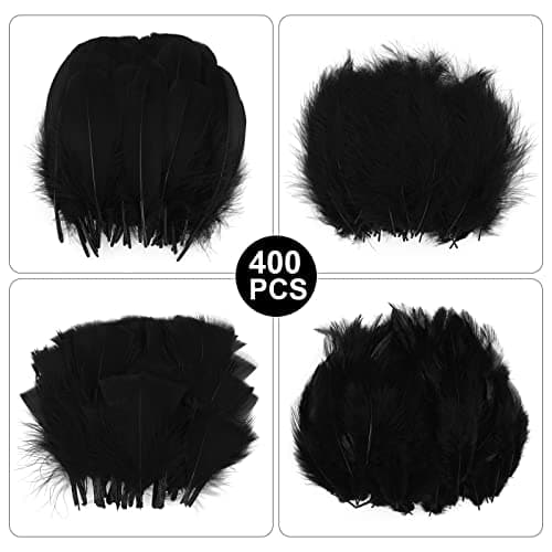 MWOOT 400 Plumes Naturelles, Plumes Decoration Noires, 7-15CM Plumes Loisirs Creatifs, 4 Assorties Plumes Artisanat pour Attrape Rêves Décoration Pâques Guirlande Noël; Crafts DIY Feathers