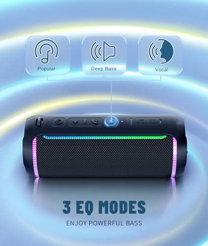 Ortizan Enceinte Portable Bluetooth 5.3, Haut-Parleur Puissant 40W, Double Appairage Stéréo, Lumière LED RVB, IPX7 étanche, AUX, Carte TF