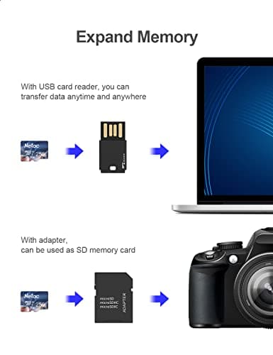 Netac 256 Go SDXC Carte Mémoire Micro SD pour Switch, Appareil Photo, Smartphone, PS Vita, PS4 Pro, Go Pro (UHS-1 A1 V30 U3 C10 4K UHD)