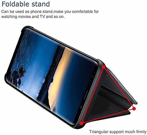 YKNIUFLY Housse étui pour Samsung Galaxy S24 Ultra Coque, Mirror Case Anti-Rayures Anti-Choc Housse de Protection Clear View Cover, Étui Cover pour Samsung Galaxy S24 Ultra.(Noir)