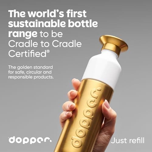 Dopper Steel Bouteille d'eau 800 ml - Gourde Inox - Bouteille Reutilisable sans BPA, acier inoxydable 18/8, anti-fuite - Gourde Metal de sport pour le sport, le plein air et le bureau